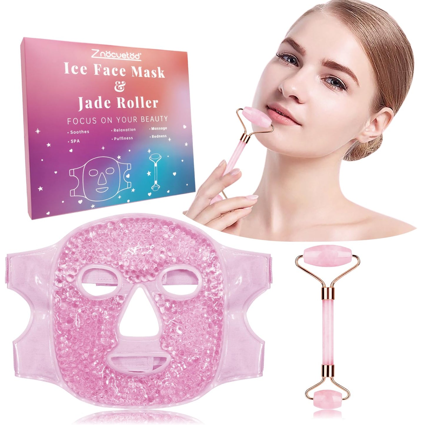 ZNÖCUETÖD Cold Face Ice Mask Facial Ice Pack, Hot Cold Compress for Face