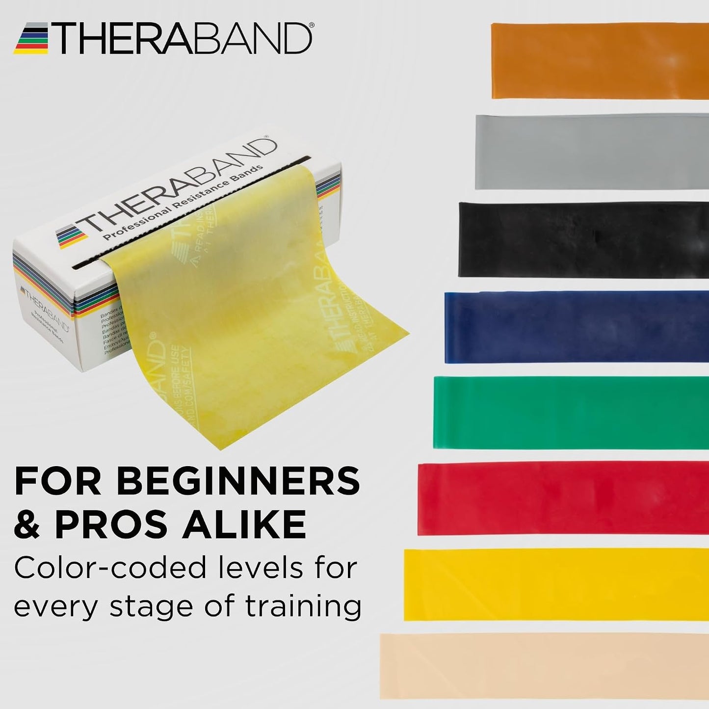 THERABAND Resistance Bands, 6 Yard Roll Professional Latex Elastic Band For Upper & Lower Body, Core Exercise, Physical Therapy, Pilates, Home Workouts, Rehab, Blue, Extra Heavy, Level 5