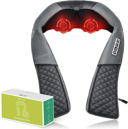 Medcursor Neck Massager with Heat - Deep Tissue Pain Relief, Rechargeable Shiatsu Neck and Shoulder Massager, Ideal Choice for Men, Women, Mom & Dad