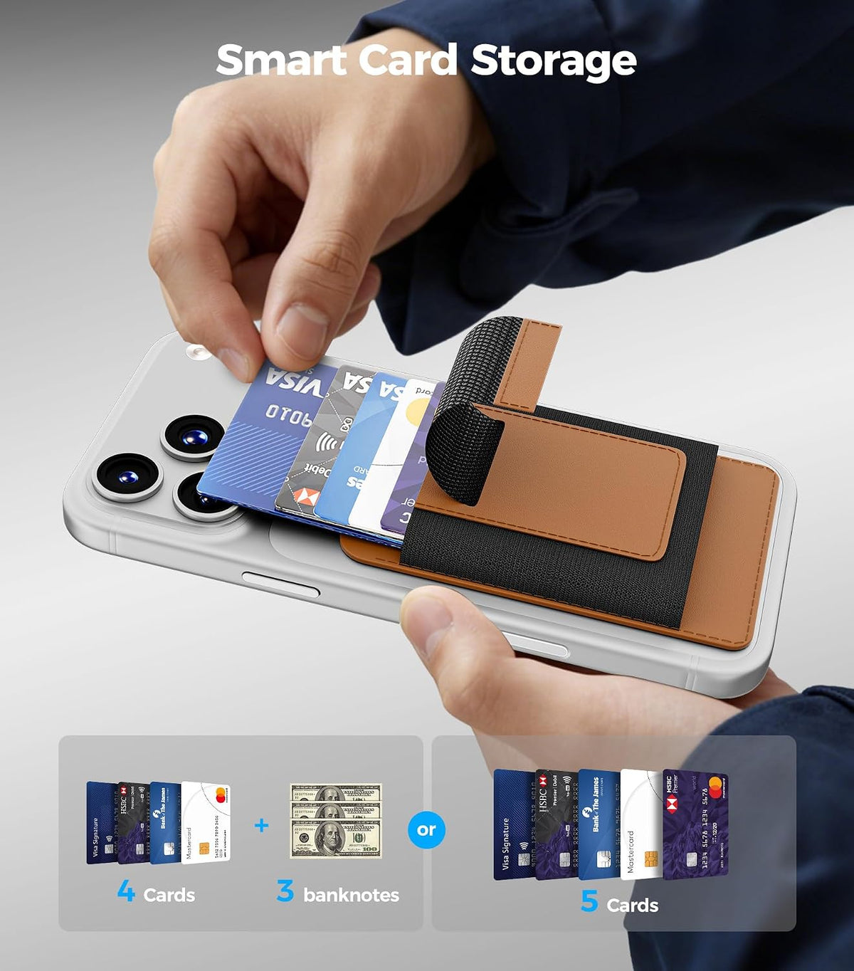 for MagSafe Wallet Works with Apple Find My, 5-Card RFID Holder with Pop-Up Strap, Strong Magnetic Wallet for iPhone 17/16/15/14/13/12 Pro Max Air Plus, Wireless Charging, Black