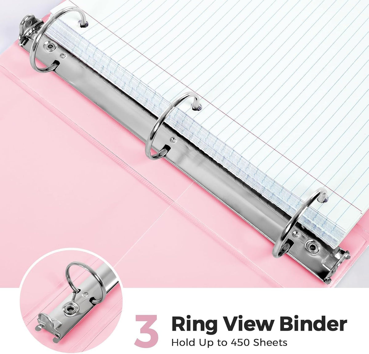 SKYDUE 1 Inch 3 Ring Binder with 8 Tab Dividers & 24 Labels, Pastel Binder Organizer for Letter Size Paper, Aesthetic School Binder for Notes, Documents, Office & Home Organization, Purple