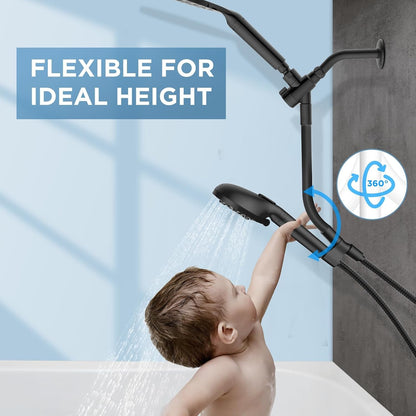 MakeFit Filtered Rain Shower Head with Handheld Combo High Pressure 12'' Rainfall Shower Heads & Hidden Detachable Wand Dual Showerhead Water Softener for Hard Water Easy Filter Replacement