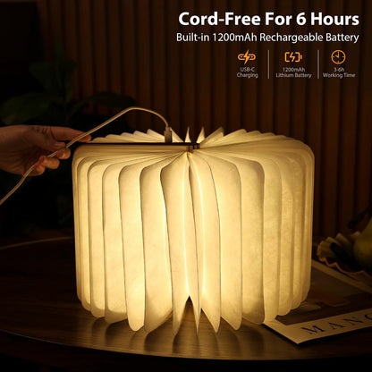 4.7 Inch Wooden Book Lamp, Book Lovers Gifts,Teacher Appreciation Gifts for Women, Folding Book Light, LED Ambient Lighting, Magnetic Mood Lighting for Home&Library Decor (Walnut)
