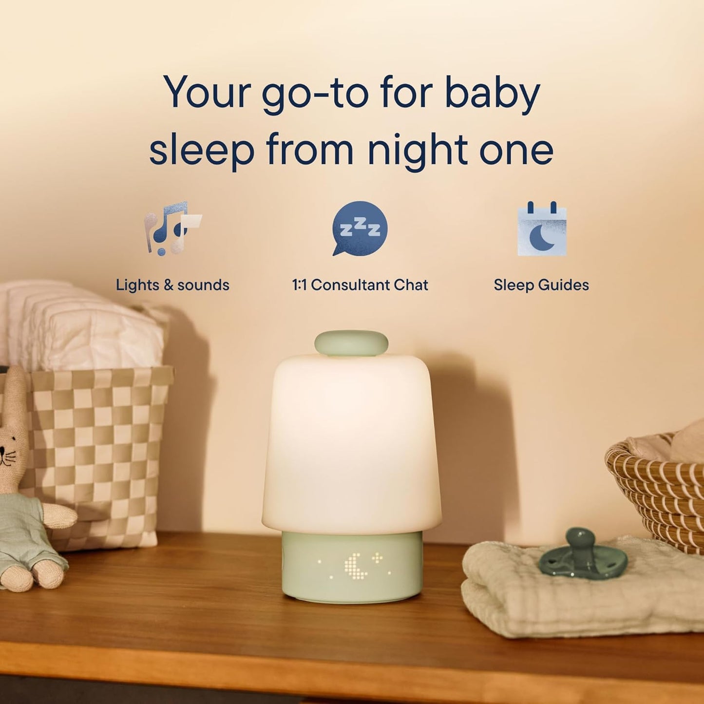 Hatch Baby Sound Machine, Night Light | Hatch Baby | Sleep Support | Registry Essential, Routine Builder, Time-to-Rise Alarm Clock, White Noise, Nursery Stories, Toddler Kids (Wi-Fi) (Putty)