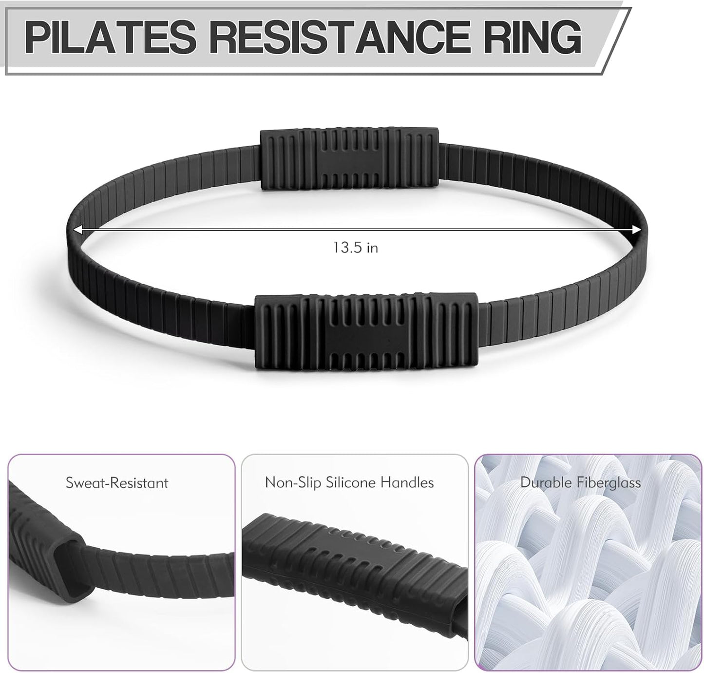 Pilates Kit, 13.5" Pilates Ring with Mini Ball & Resistance Bands
