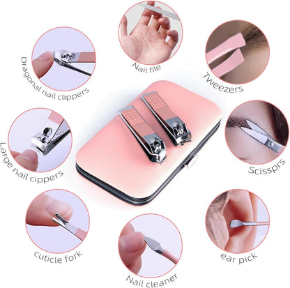 Manicure Set 8 in 1 Nail Clipper Set,RedFlow Nail Clippers,Fingernail & Toenail Clippers,Manicure Tools,Pedicure Tools,Suitable for Travel Manicure Kit,Nail Set Kit with Everything Profe (Blue)