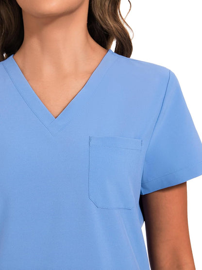 COZYFIT Scrubs for Women Set - Stretch V-Neck Scrub Top & Jogger Pant with 8 Pockets COZY SCRUBS - Colors D