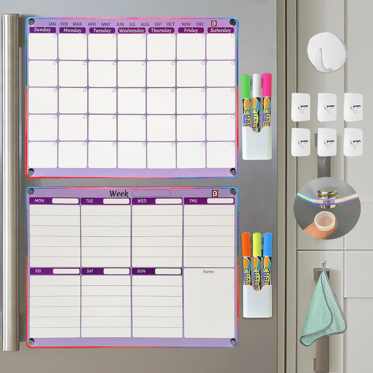 4 PCS Reusable Dry Erase Habit Tracker & Goal Planner |8.3 x 11.7''| with 6 PCS Magnetic Dry Erase Markers, Used as Fitness Planner, Reward, Behavior Chart & Chore Chart for Kids and Adults…