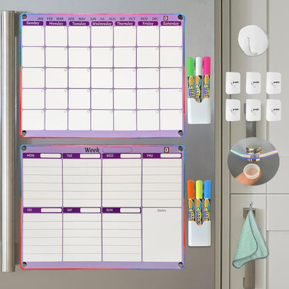 4 PCS Reusable Dry Erase Habit Tracker & Goal Planner |8.3 x 11.7''| with 6 PCS Magnetic Dry Erase Markers, Used as Fitness Planner, Reward, Behavior Chart & Chore Chart for Kids and Adults…