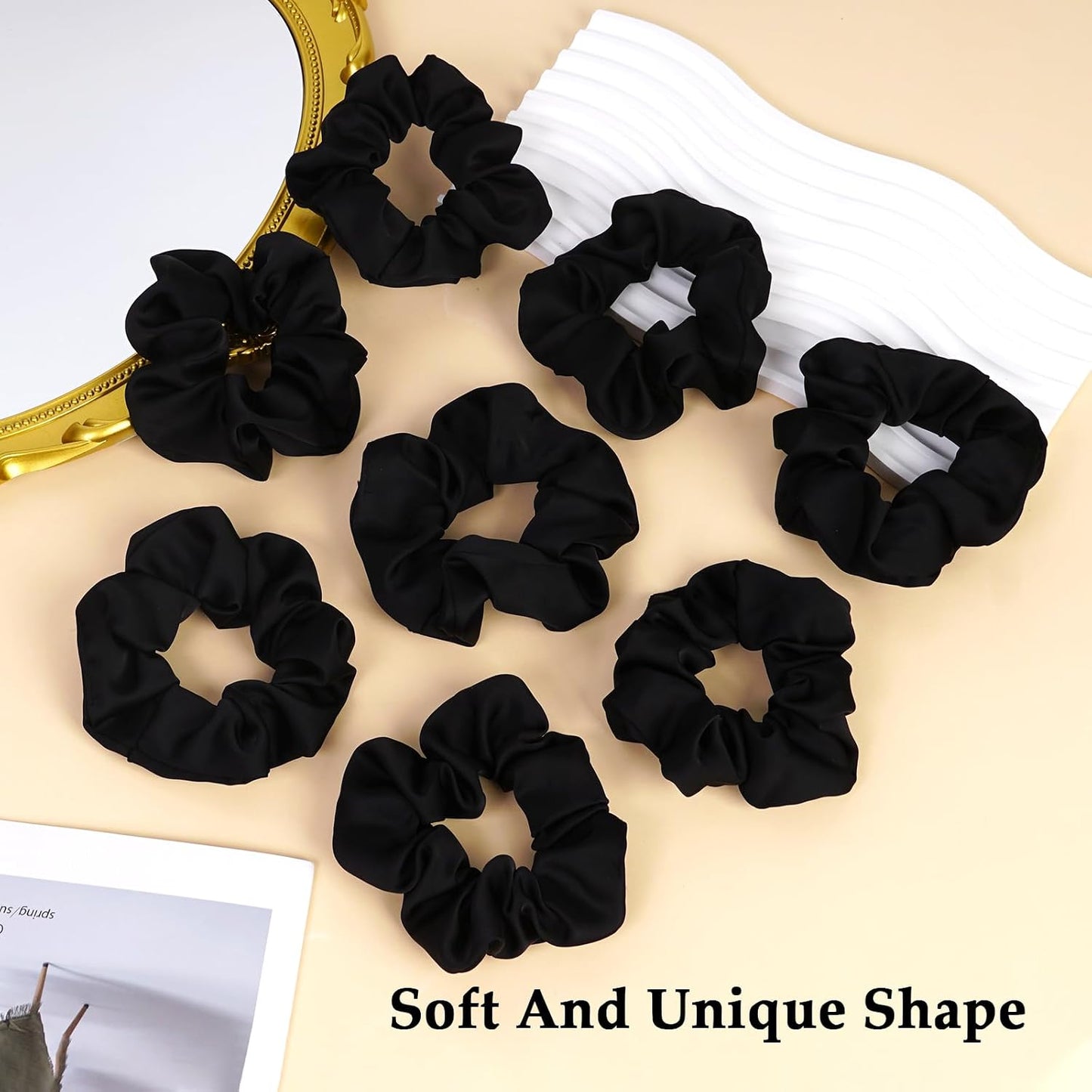 Satin Scrunchies for Women – 8PCS Blush & Brown Silk Hair Ties Set – No Crease, Frizz-Free, Gentle Elastic Hair Bands, Soft & Stylish Everyday Hair Accessories Gifts