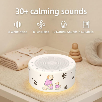 Kipcush White Noise Machine for Baby & Adults, 30 Soothing Sounds, Soft Non-Glare Nursery Lamp, 8 Color Night Lights, Memory Function (Angel V1 White, Standard)