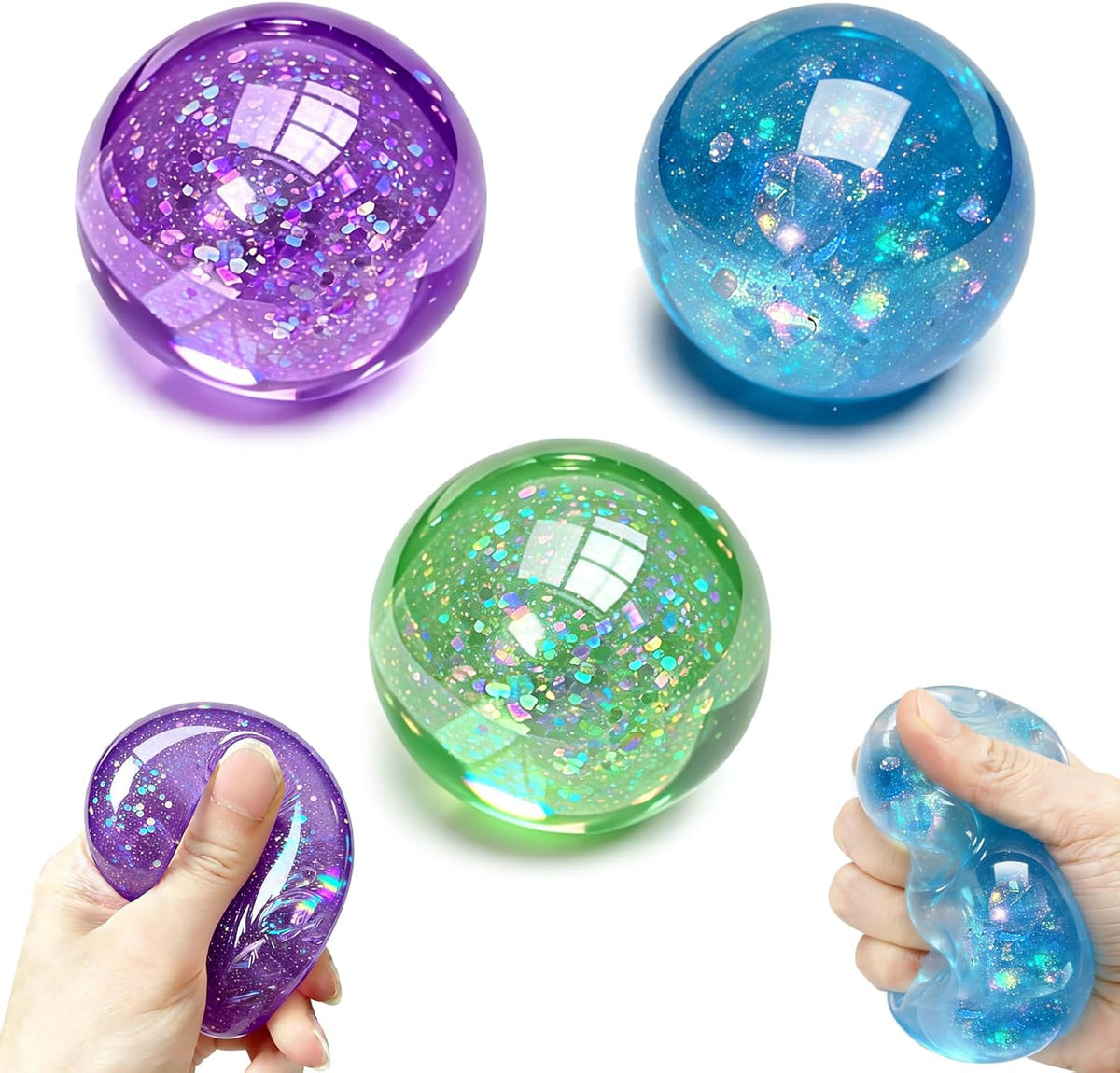 Coconut Oil Squishy, 2 Pack Crystal-Clear Transparency Stress Relief Balls