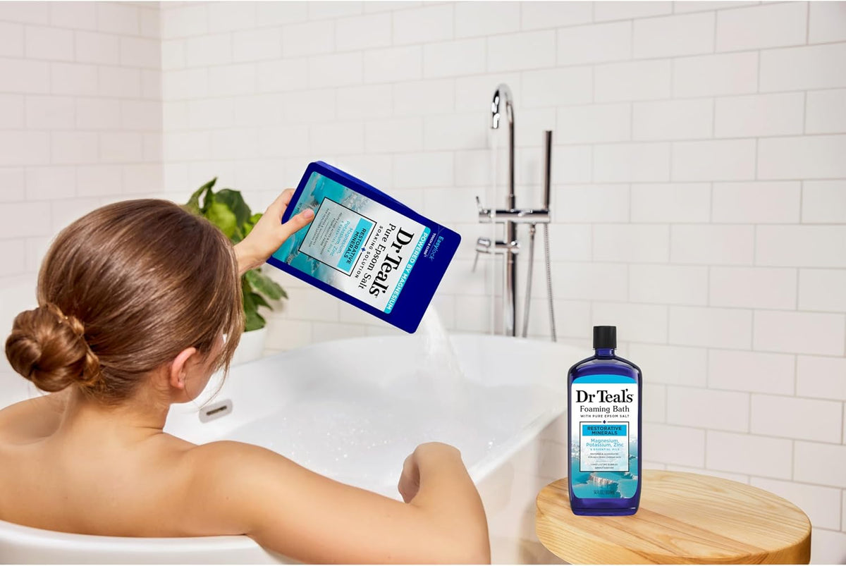 Dr Teal's Epsom Salt Magnesium Soak, Restorative Minerals with Magnesium, Potassium & Zinc, 3 lbs