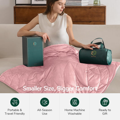 Kaisa Weighted Lap Blanket 7 lbs 41" x 53", Cozy Luxury Crystal Velvet Small Weighted Blanket for Adults, Portable Travel Weighted Blanket for Relaxation, All-Season Blanket, Machine Washable, Green