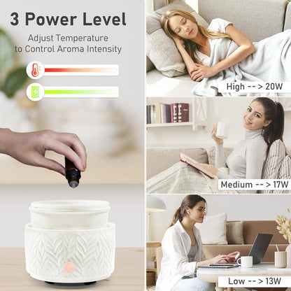 EQUSUPRO Wax Melt Warmer for Scented Wax Melts 3-in-1 Electric Ceramic Candle Wax Warmer Burner Fragrance Wax Melter for Home Office Bedroom Gift & Decor (Leaf)