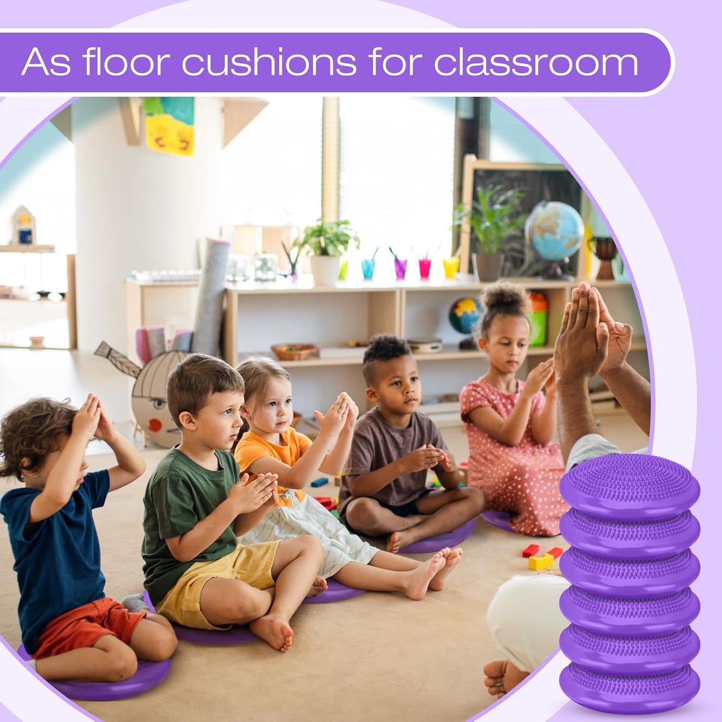 Amylove 6 Pcs Wiggle Seat Inflated Wobble Cushion for Sensory Kid 13 Inch Balance Disc Kids Flexible Seating Exercise Sensory Pad Chair Cushion for Classroom Office School (Bright)