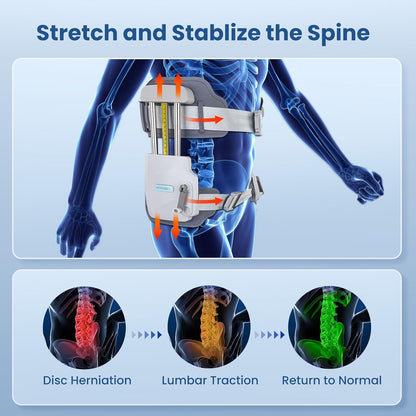 Manual Lumbar Traction Device for Lower Back Pain Relief, Wearable Spinal Decompression System for Herniated Disc, Sciatica & Home Therapy