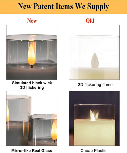 ANGELLOONG Flickering Flameless Candles, Realistic Battery Operated Candles with Remote and Timer, Set of 3 LED Candles for Fall Room Home Wedding Decor Centerpieces Table Party Christmas Decorations