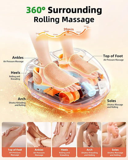 Shiatsu Foot Massager with Heat and Remote Control for Plantar Fasciitis,Purple Black