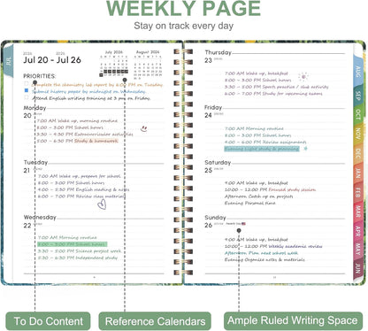 Planner 2026-2027, Weekly and Monthly Calendar Planner, JUL 2026 - JUN 2027 | A5(6.3'' x 8.5''), Hardcover, Agenda Book, Sprial Bound, Inner Pocket, Office and School Use