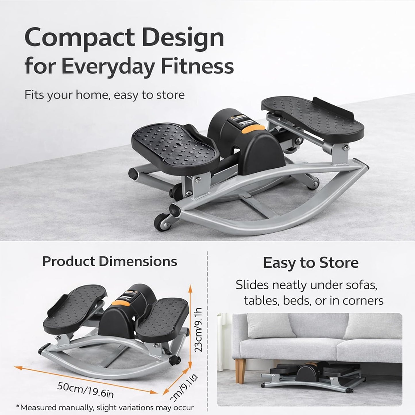 Rock Stepper, Rock Stepper Side to Side Exercise Machine for Home – 310 lbs Capacity Quiet Lateral Rocking Stepper with Digital Monitor, Low-Impact Glute Trainer, Compact No Assembly Required