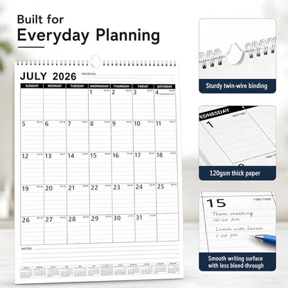 Large Wall Calendar 2026-2027, 18-Month Wall Calendar from July 2026 to December 2027, 15" x 22" 2026 Wall Calendar with Spacious Blocks, Julian Dates, Habit Tracker & Full-Year Reference for Home Office School Colorful