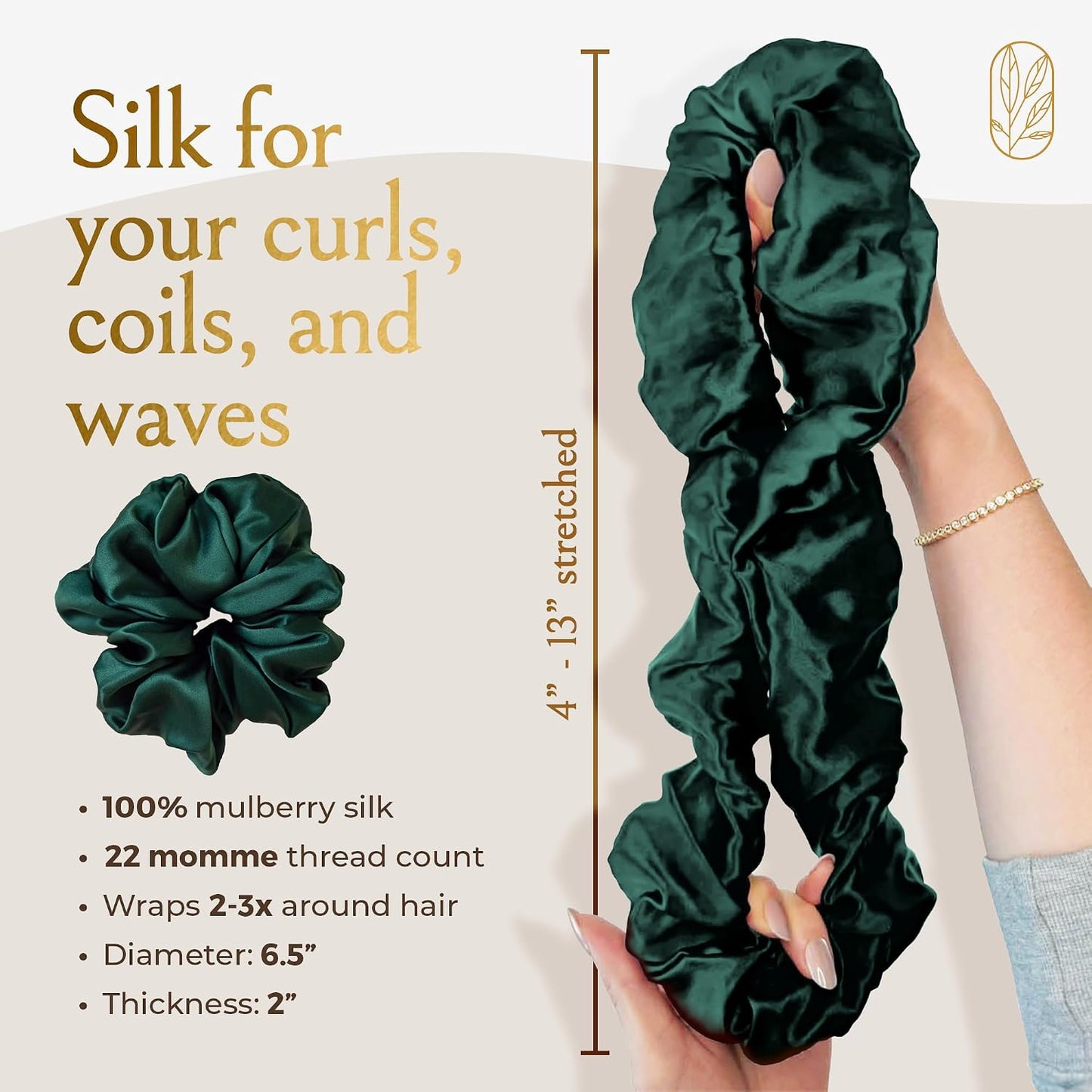 Silk Scrunchies for Women Ponytail Holders – Oversized Mulberry Silk Scrunchies – Extra Large No Damage Hair Ties for Curly, Thick, and Thin - Hair Accessories for Women – Black, XL By Curlfriend
