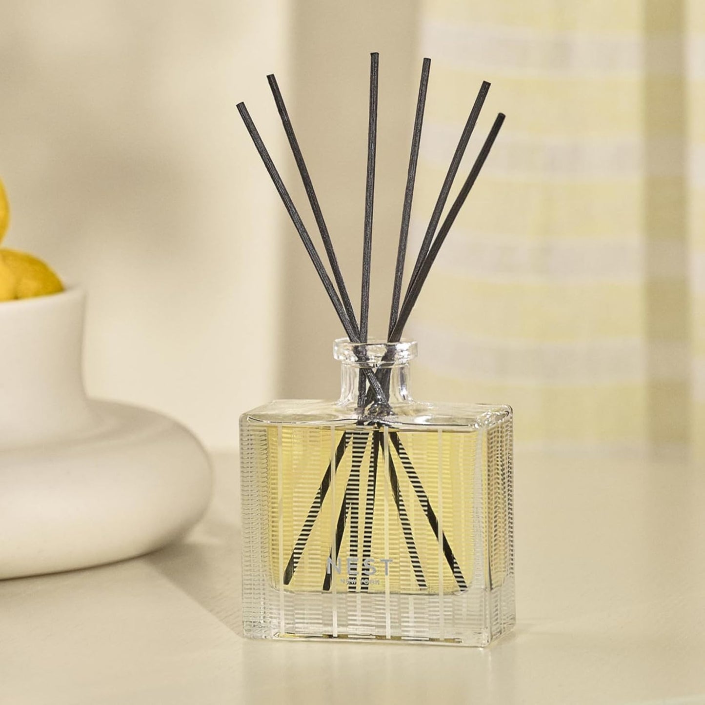 NEST New York Reed Diffuser, Wild Mint & Eucalyptus - 5.9 fl oz - Fragrance for Up to 90 Days - Reusable, Refillable Glass Holder - Includes 8 All-Natural Reed Sticks - Flame Free