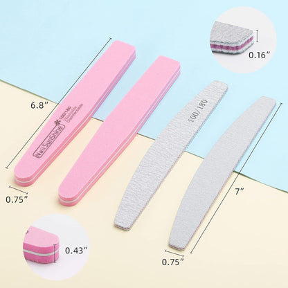 35 Count 100/180 Grit Nail Files and Buffers Kit, Reusable Sanding Buffing Blocks Sponge File Double Sides Emery Boards