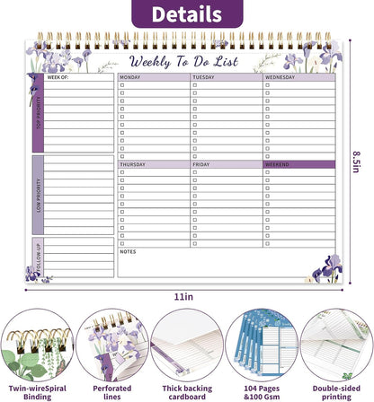 104 Pgs To Do List Notepad, 52 Undated Sheets Duplex-printed