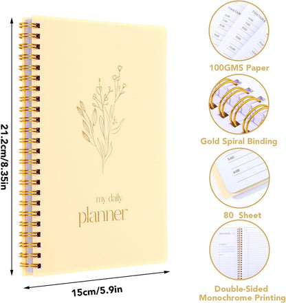 Thboxes Undated Daily Planner with Hourly Schedule, 5.71" X 8.35" Daily To DO List Noteboook Set Goals A5 Daily Personal Organizer Notepad for School Work Office Improve Efficiency Planner, Green