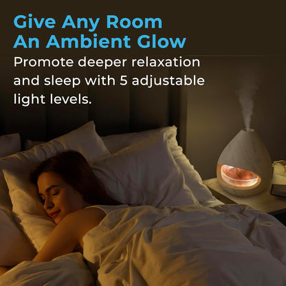 Pure Enrichment PureGlow Crystal - 2-in-1 Himalayan Salt Lamp & Ultrasonic Essential Oil Diffuser, Original Salt Therapy Lamp, 100% Pure Himalayan Salt, Ambient Glow, 160 mL 16-Hour Tank (White)