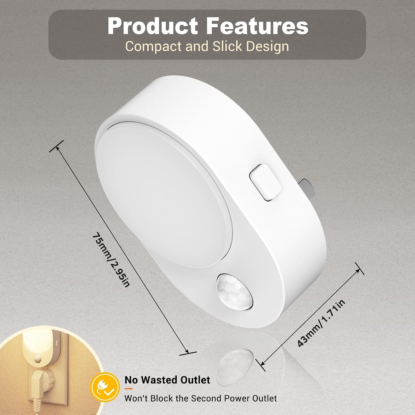 JandCase Night Light, Modern Night Lights Plug into Wall,2 Pack Dusk to Dawn Sensor Nightlight, Amber Brightness Adjustable Nightlight for Kids Bathroom Hallway Kitchen Bedroom Decor