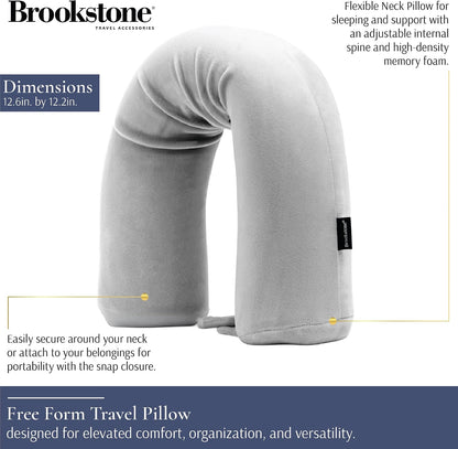 Brookstone Free Form Travel Pillow Lightweight Flexible Memory Foam Pillow