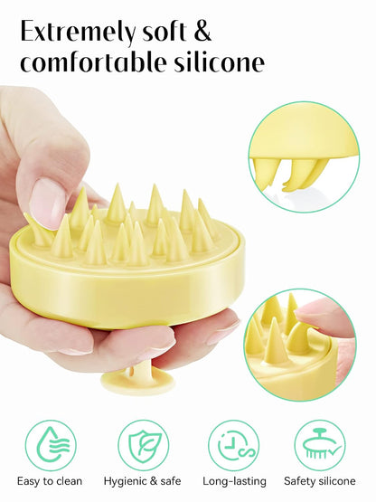 HEETA Scalp Massager Hair Growth, Soft Silicone Scalp Scrubber Shampoo Brush for Exfoliation, Dandruff Removal Head Massage Stress Relax, Wet & Dry Use for Thick Thin Curly Hair Care, Black