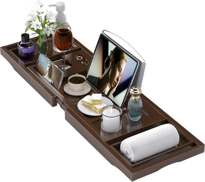 Expandable Bamboo Bathtub Caddy Tray for Luxury Bath
