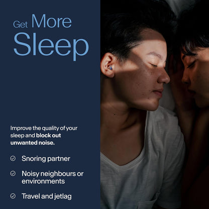 Alpine SleepDeep Earplugs for Sleeping – Side Sleepers & Snoring – Ultra-Soft Noise Reducing Earplugs – 27dB SNR – Hypoallergenic, Silicone-Free – 2 Pairs (S + L)