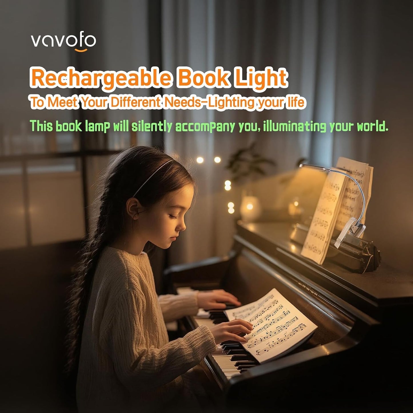 VAVOFO Clip On Book Light for Bed Kids, 7 LED Reading Light with 9-Level Warm Cool White Daylight, Eye Care Lamp with Power Indicator for Bookworms (Blue)