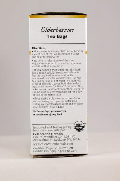 Celebration Herbals Organic Elderberries Tea Bags 24 Count