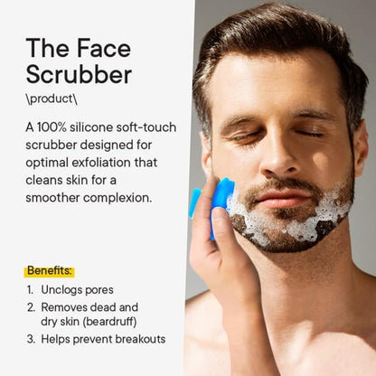 Back Scrubber for Shower & Face Scrubber, 2Pcs Silicone Exfoliating Brush Set with 17In Long Handle, Soft Body & Facial Cleansing Scrubber for Men Women