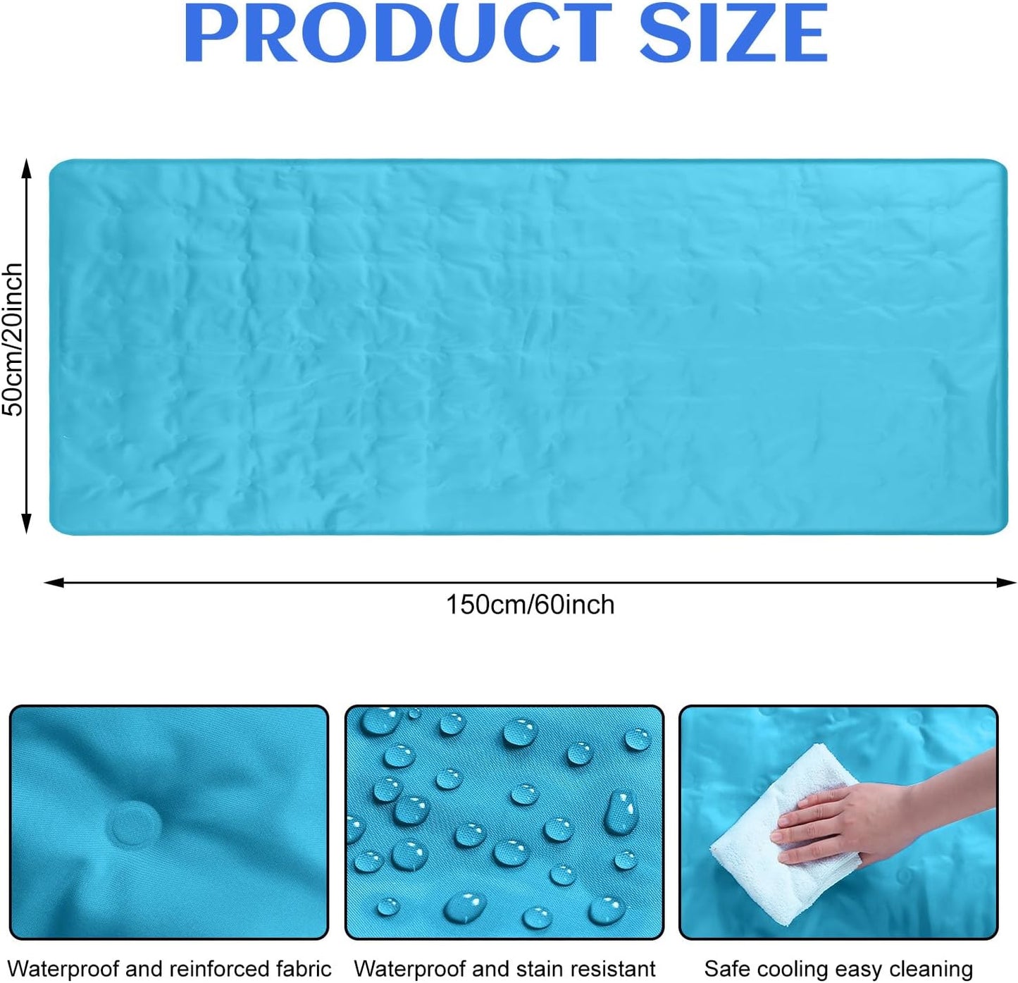 Drydiet Cooling Pad Mat for Bed Cooling Mattress Pad Gel for Sleep, Summer Hot Flashes, Adult, Pets, No Water or Electricity Required(Plain,48 x 28 Inch,Light Blue)