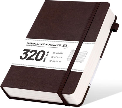 CAGIE Lined Journal Notebook for Women Men 320 Pages 100 Gsm Paper Thick Journaling Notebooks A5 Leather Journals for Writing Hardcover Journal Supplies for Work Note Taking Diary, 5.7x8.3 In, Green