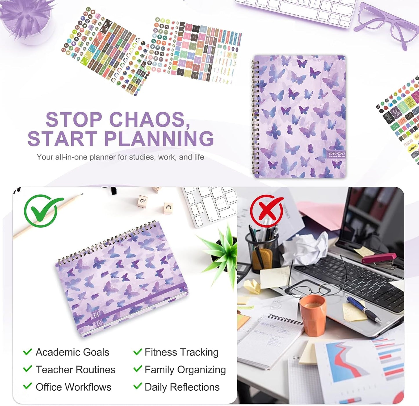Planner 2026-2027, Weekly and Monthly Calendar Planner, JUL 2026 - JUN 2027 | A5(6.3'' x 8.5''), Hardcover, Agenda Book, Sprial Bound, Inner Pocket, Office and School Use