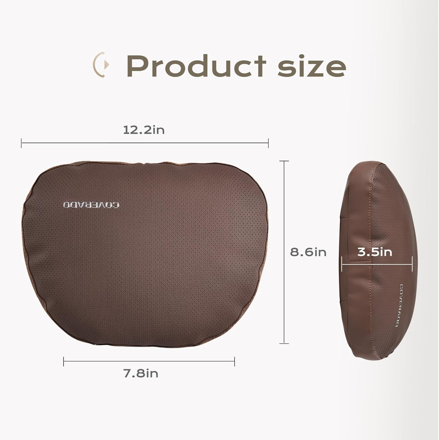 Coverado Car Lumbar Support Pillow and Car Neck Pillow Kit, Ergonomic Design Car Headrest Pillow for Driving, Relax Back Head Muscles Relieve Driving Fatigue, Breathable & Removable Cover, Gray