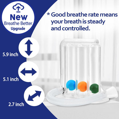 Breathing Exercise Device for Lungs, Lung Exerciser Device – Deep Breathing Trainer for Respiratory Health & Recovery