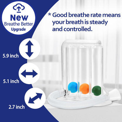 Breathing Exercise Device for Lungs, Lung Exerciser Device – 5000ml Volumetric Deep Breathing Trainer with Flow Rate Indicator for Respiratory Health & Recovery