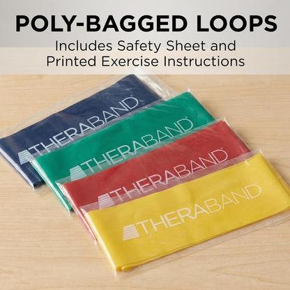 THERABAND Resistance Band Loop Set of 3, Exercise, 12", Black/Silver/Gold