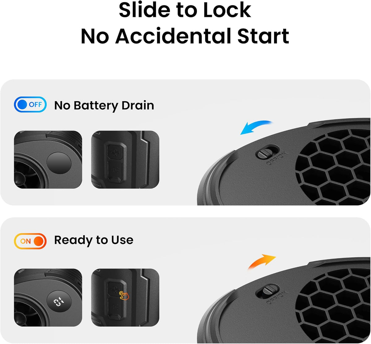 KIWIHOME Portable Waist Fan Clip On, 4-in-1 with 360°Rotatable Airflow