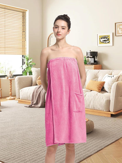Women'S Soft Wrap Towel Full Length，Bath Robe After Shower Female Plush Long，Spa Bathrobes Lightweight With Pockets