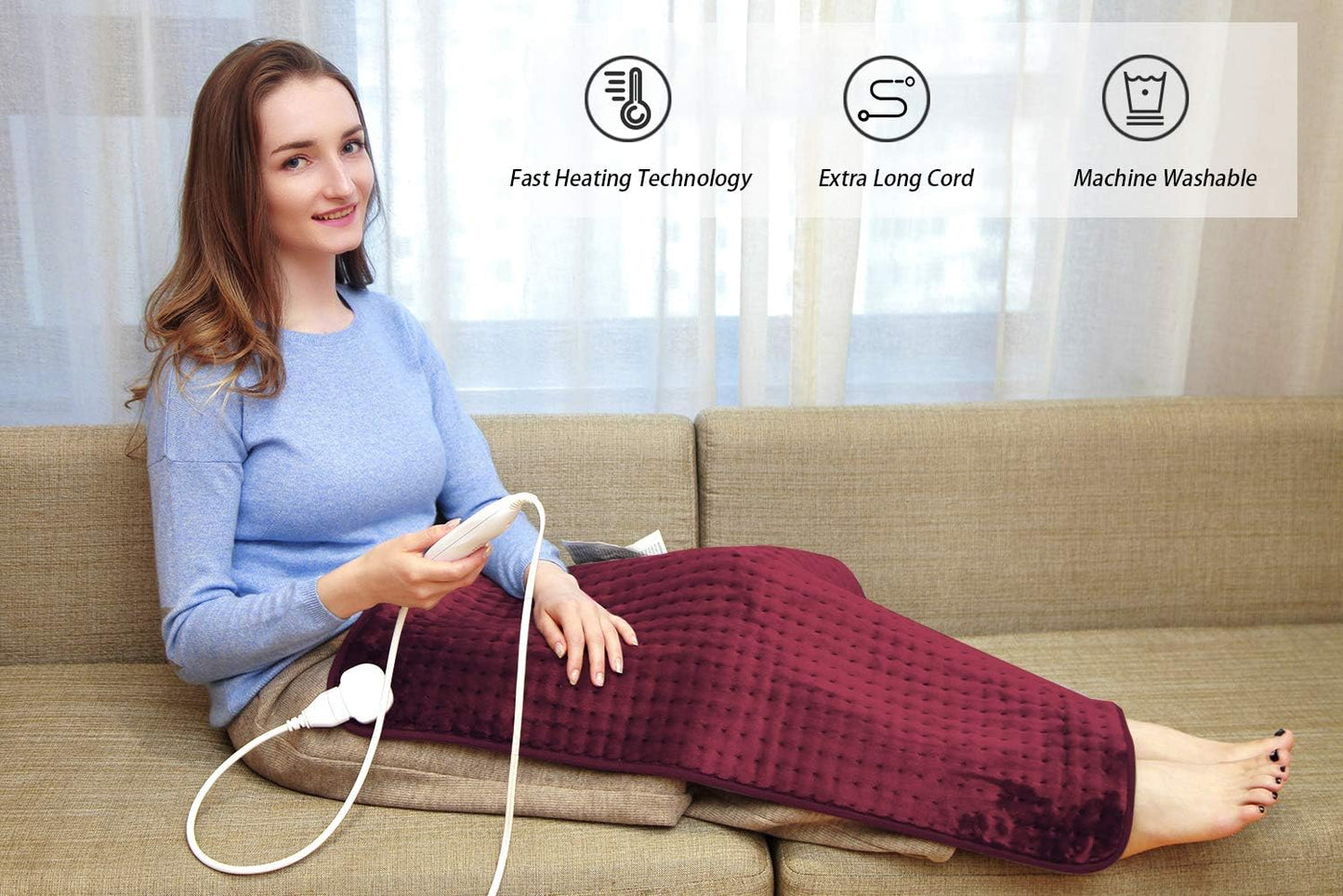 Ruqiji 19" x 24" Weighted Neck&Shoulder Heating Pad, 2.5lbs with 12 Temperature Settings&Countdown Timer,Pain Relief for Neck/Shoulders/Menstrual Pain(Dark Gray)